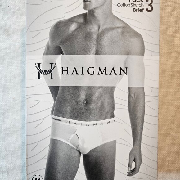 Haigman Men's 3 Pack x 2 - Cotton Stretch White Briefs - Size M - Picture 4 of 5